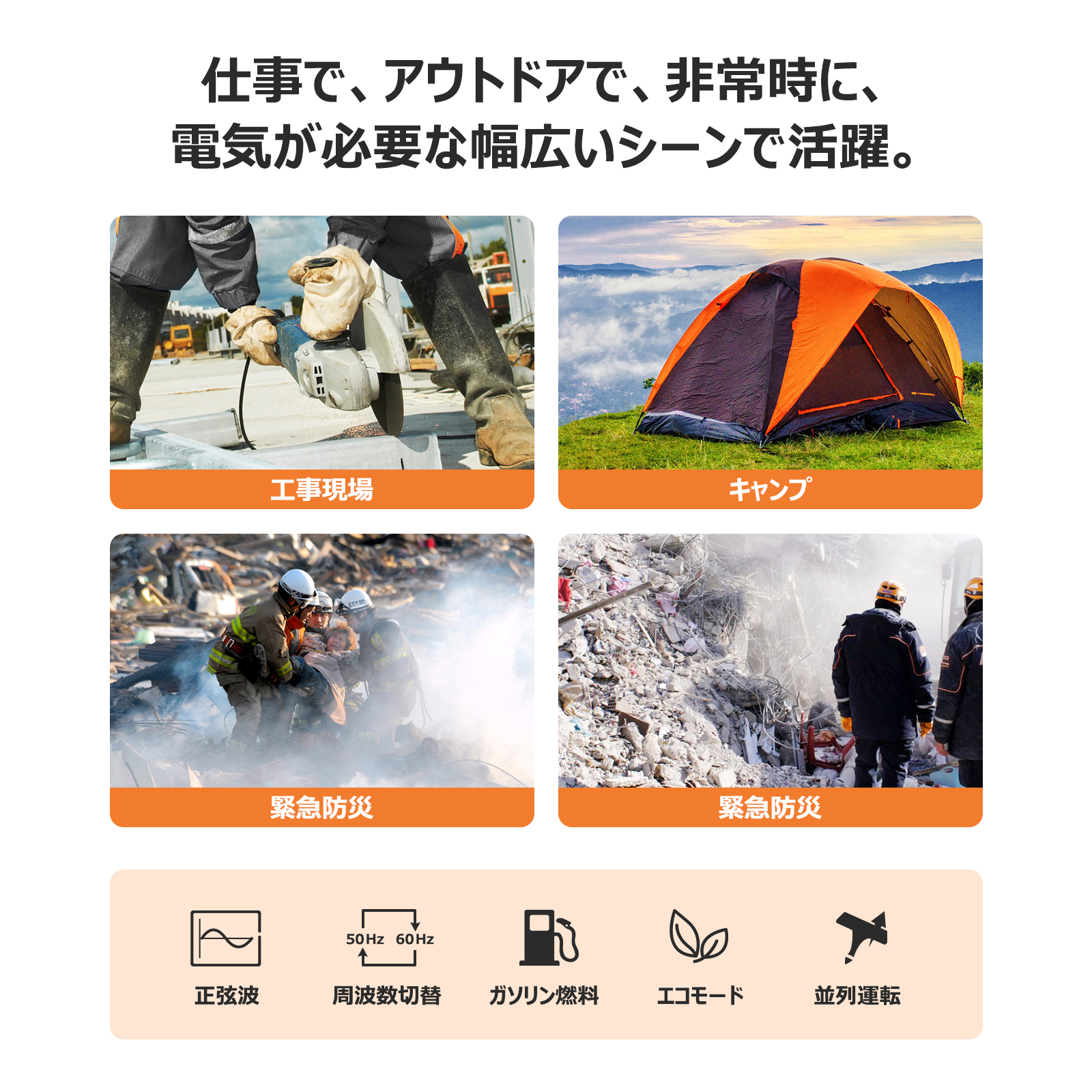 GarveeLife 発電機 インバーター 最大出力3500W ガソリン発電機 ポータブル電源 エンジン 電源 正弦波 業務用 停電 車中泊 キャンプ 防災 - 画像 (8)