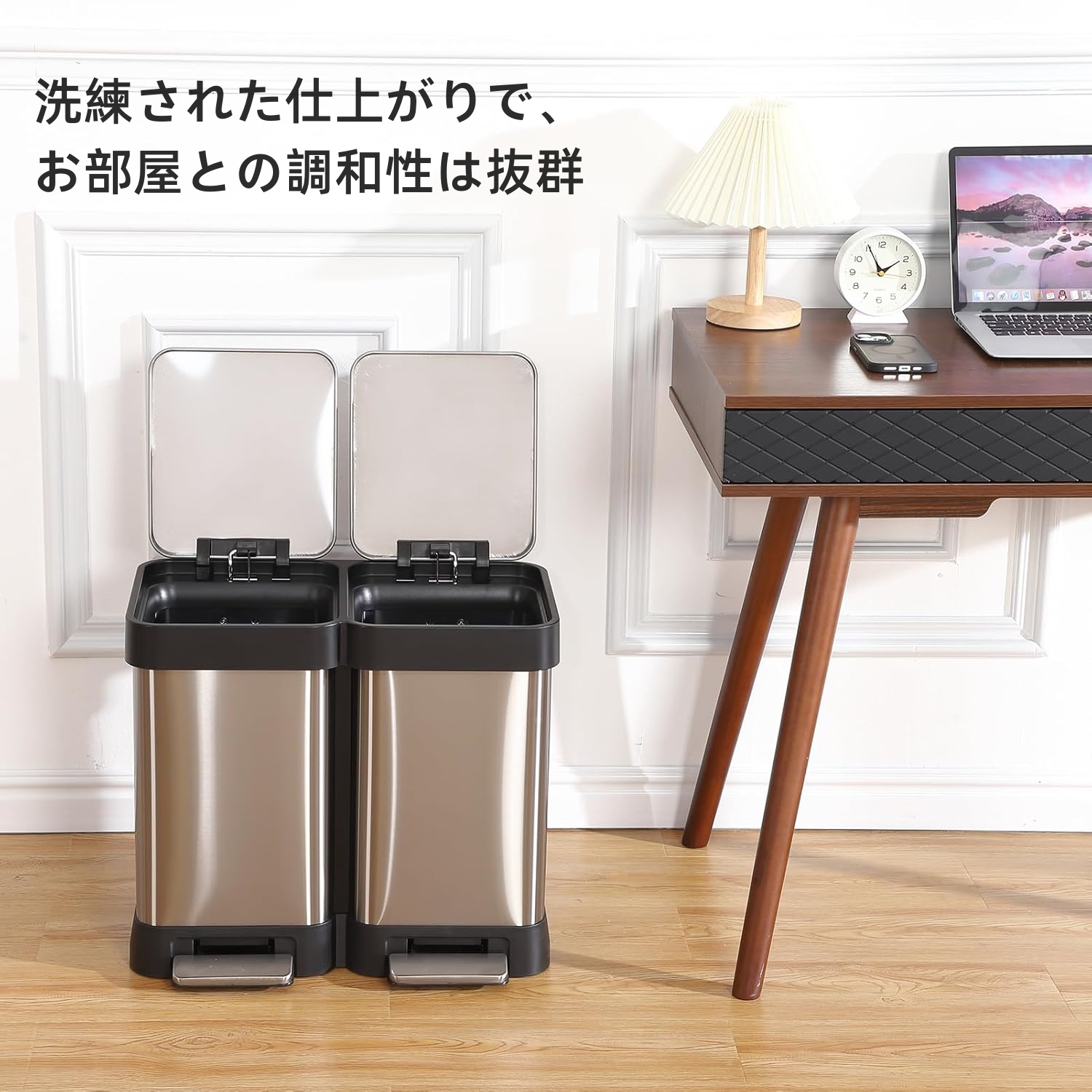 GarveeLife 2分別ゴミ箱 20リットル ペダル付き 蓋付き - 画像 (14)