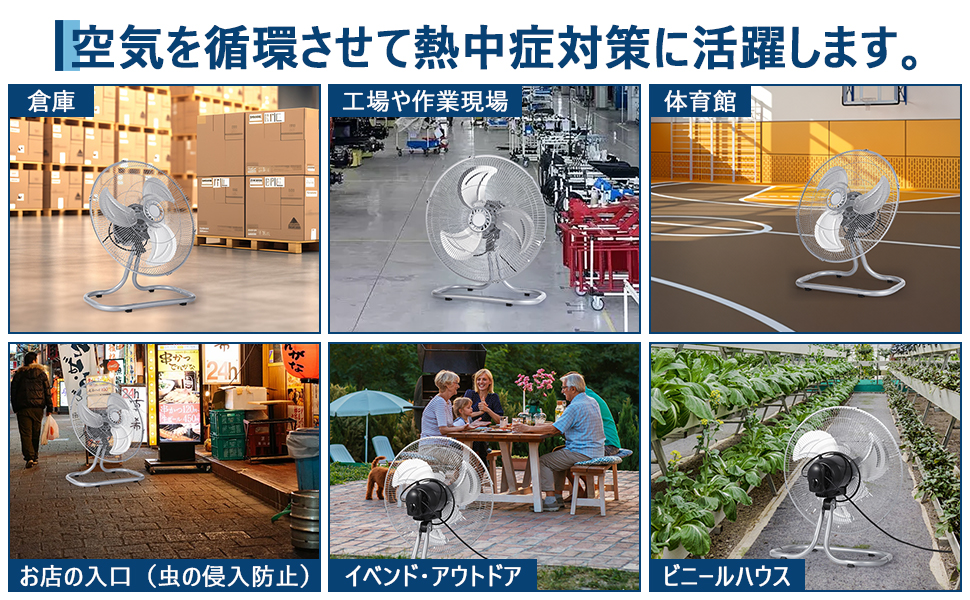 GarveeLife フロア工場扇 41cm シルバー 首振り工業用扇風機 大型 - 画像 (5)