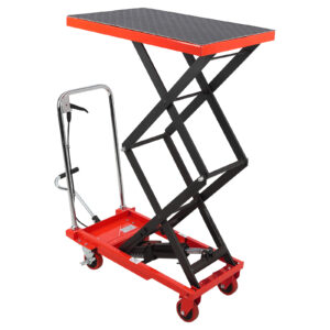 GarveeLife 油圧式昇降台車 耐荷重約150kg 高揚程型 27cm-126cm 油圧リフトテーブル リフトカート ハンドリフター 昇降台車 ゴムシート付