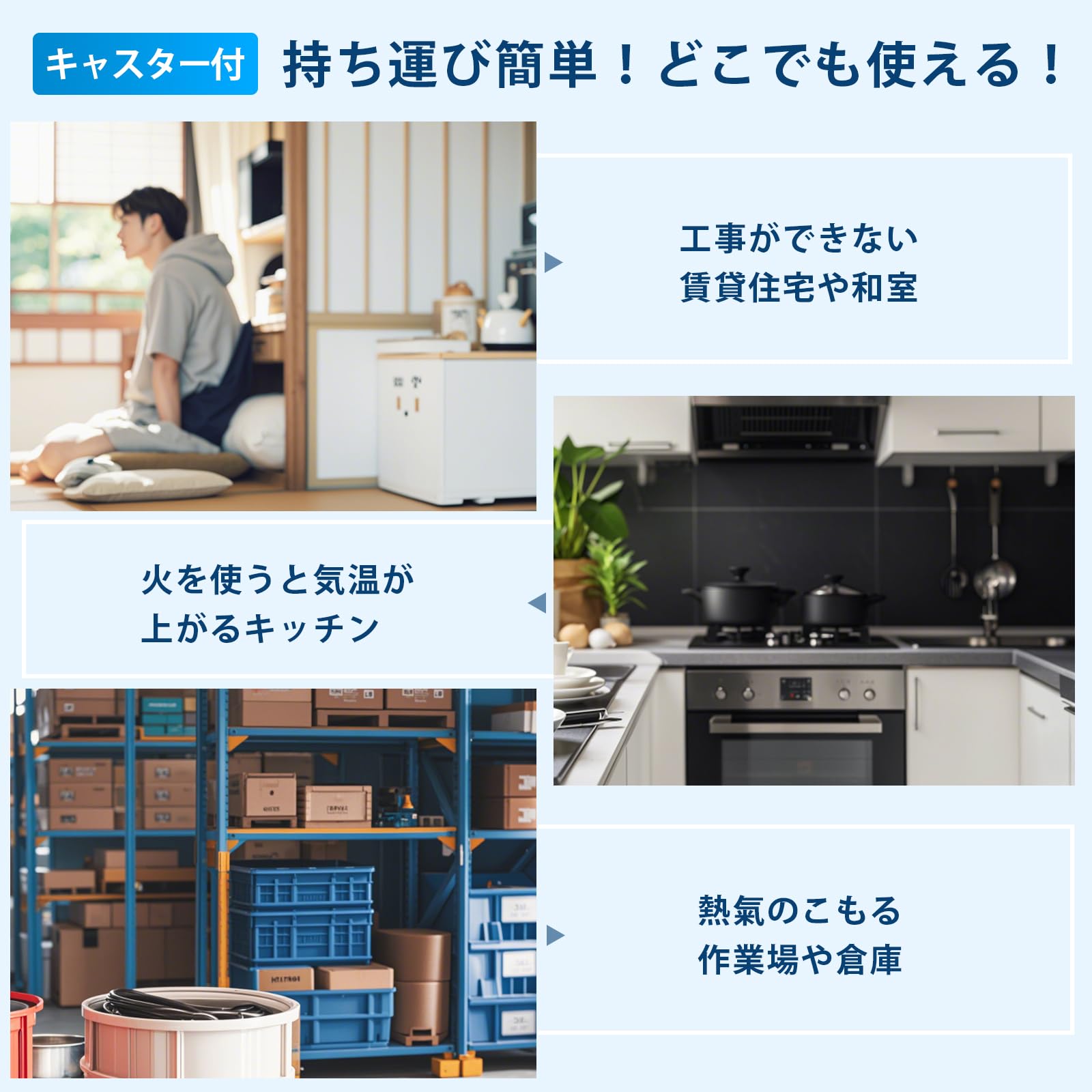 GarveeLife スポットエアコン 移動式エアコン 7~10畳 家庭用 ポータブルクーラー 工事不要 冷風 除湿 送風 ノンドレン - 画像 (6)
