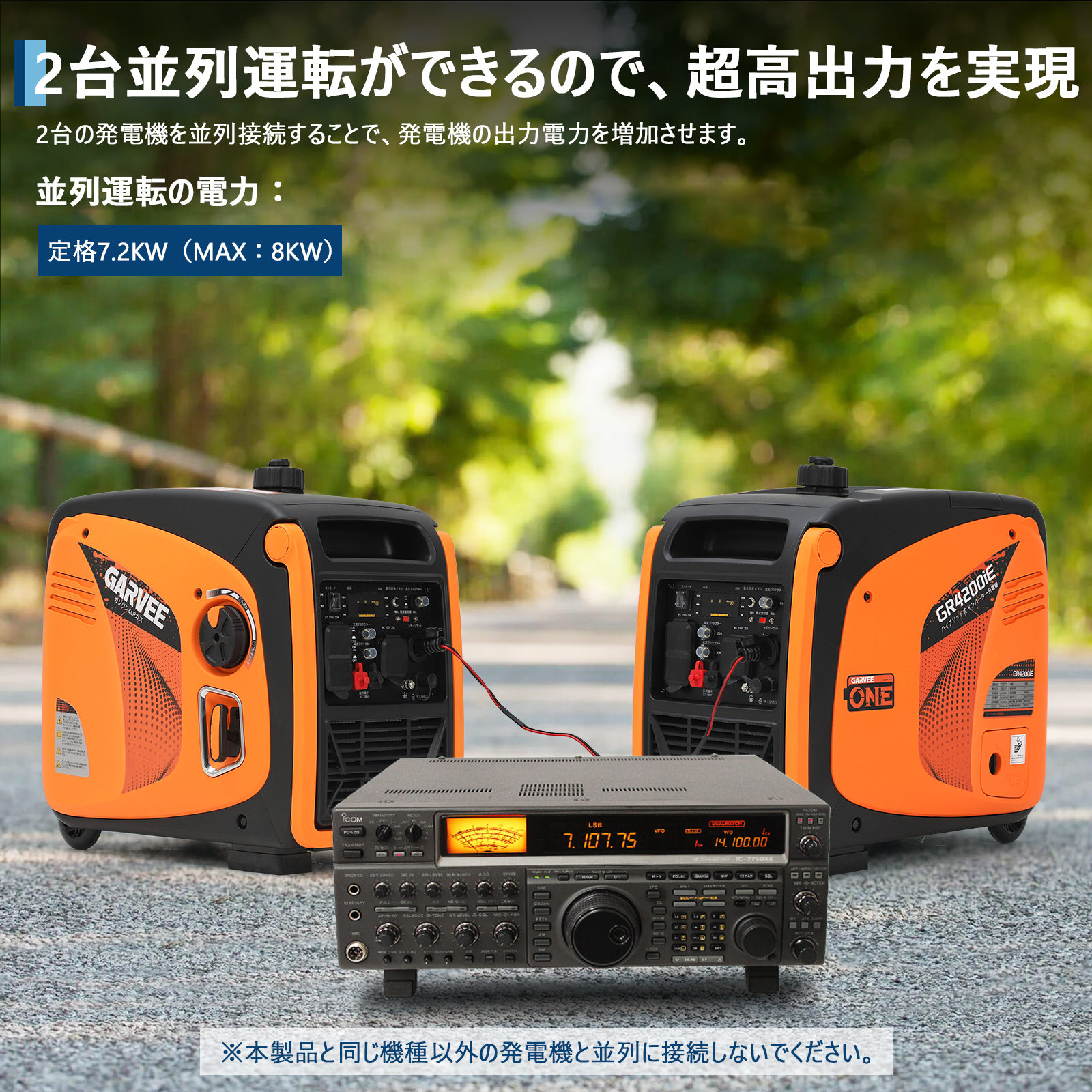 インバーター発電機 LPガス/ガソリン両用発電機 3way 最大出力4200W リモコン/キャスター付 家庭用発電機 GR3800iE - 画像 (12)