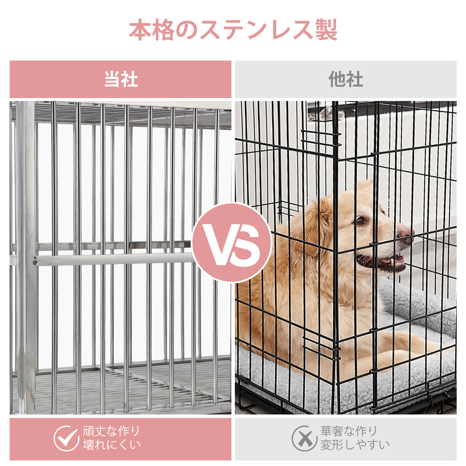 犬ゲージ 中型犬 屋根付き 大きめ 犬ゲージ 大型犬 折りたたみ 頑丈 スチール製 ペットサークル ペットケージ - 画像 (6)