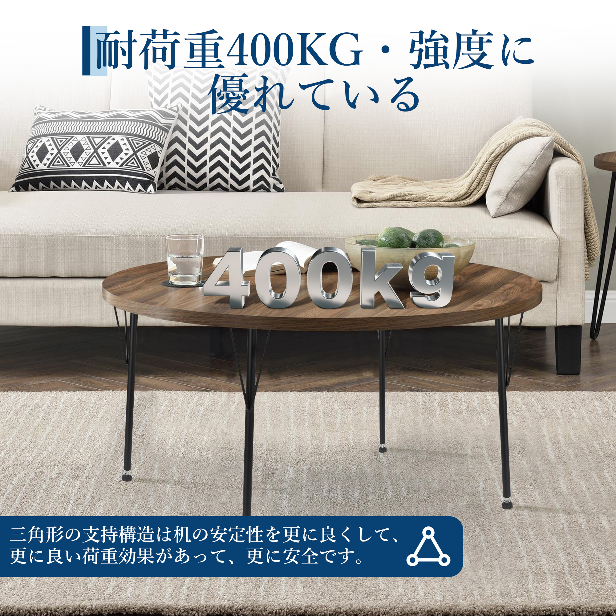 4本セット テーブル脚 高さ72cm Y字型 円柱型 アイアン脚 調整アジャスター付き - 画像 (6)