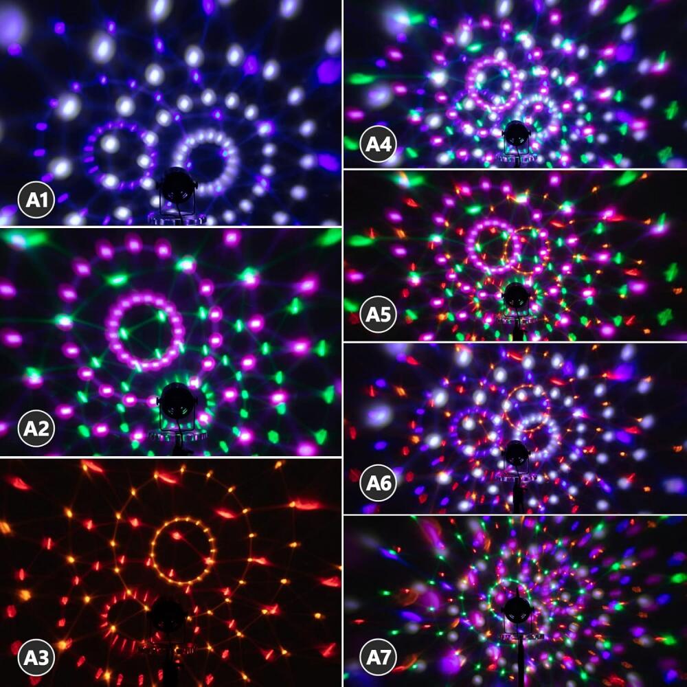 LED ミラーボール ディスコライト ステージライト 家庭用 回転 RGB 7色変化 音声起動 リモコン付き クラブ - 画像 (5)