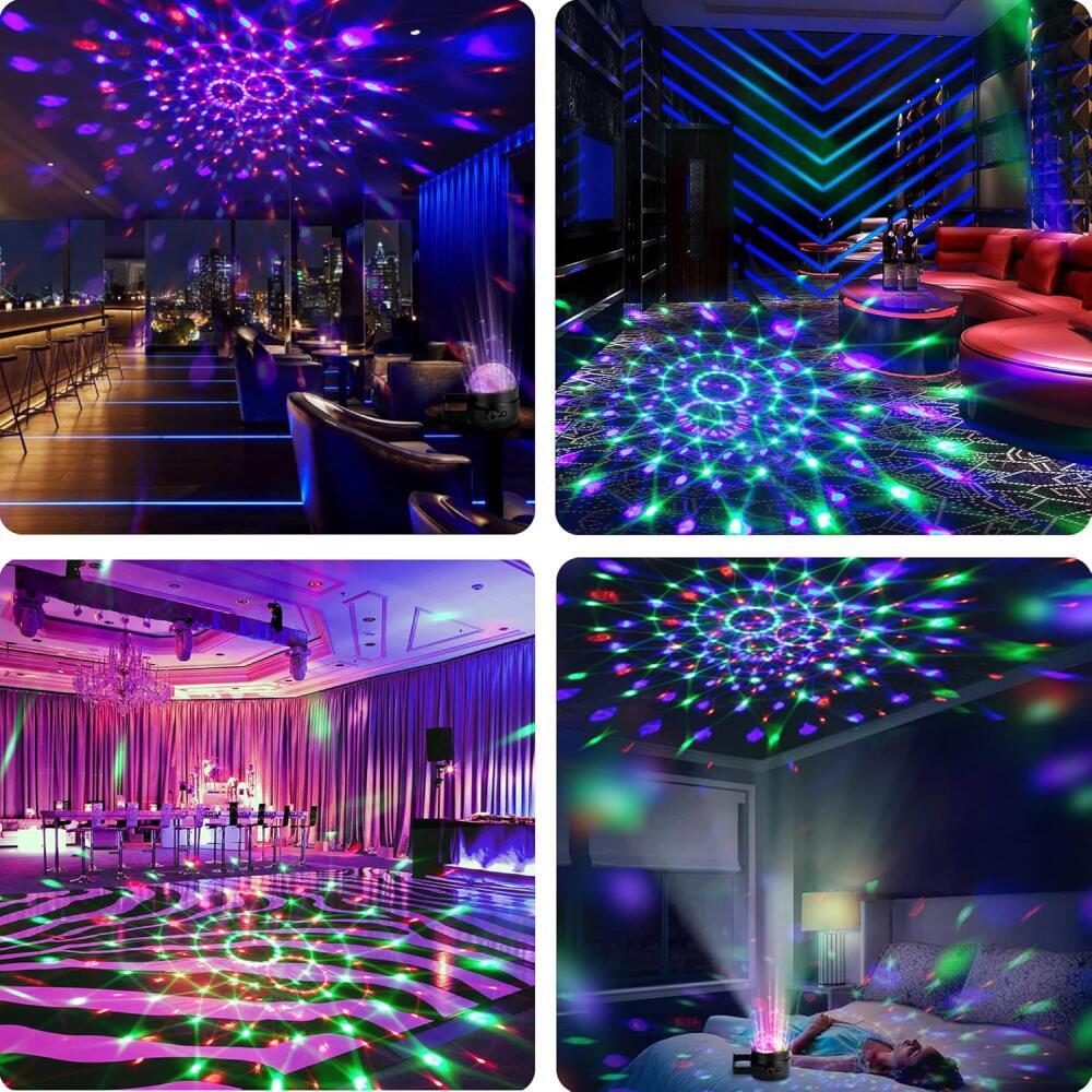 LED ミラーボール ディスコライト ステージライト 家庭用 回転 RGB 7色変化 音声起動 リモコン付き クラブ - 画像 (7)