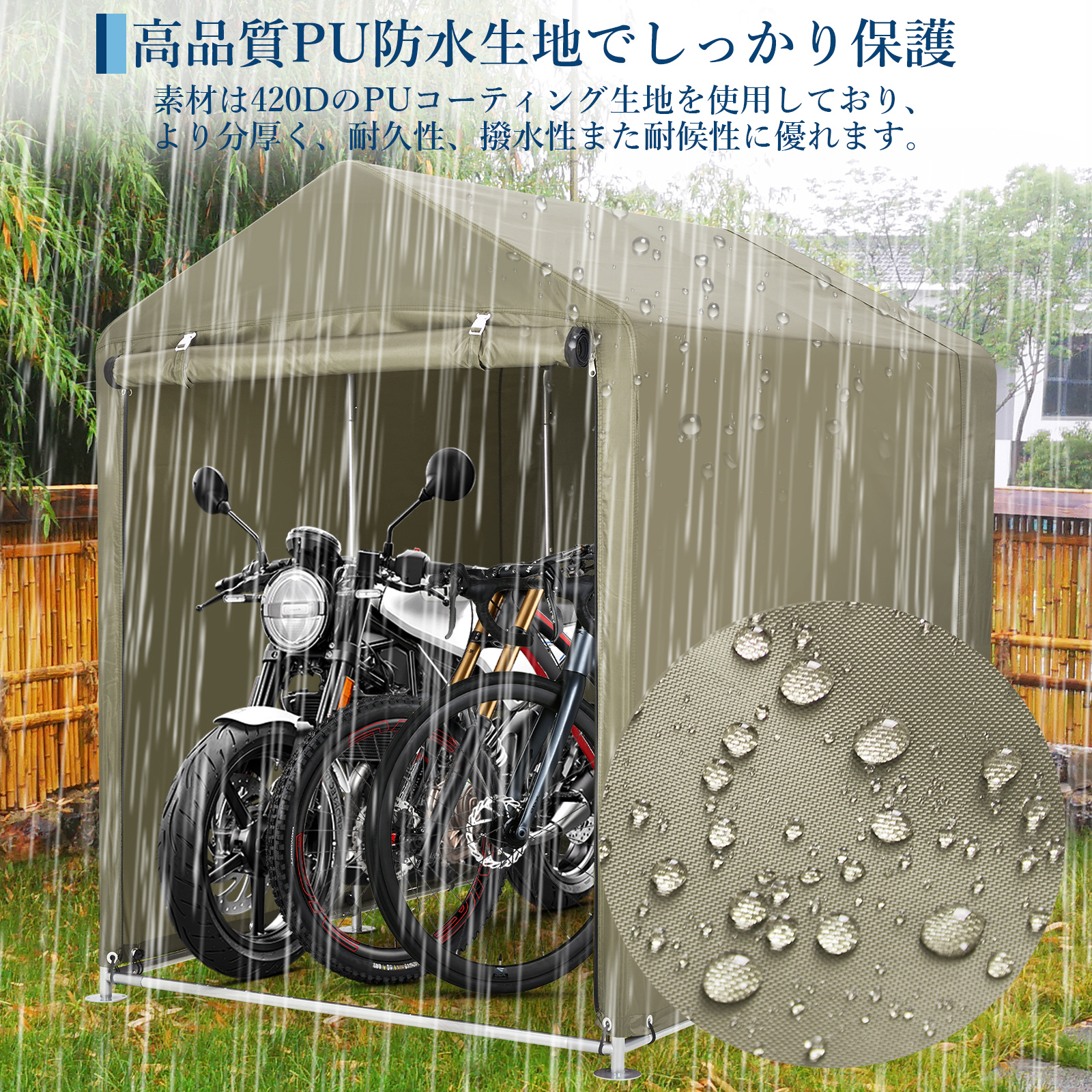 GarveeLife サイクルハウス サイクルポート 1~5台用 ガレージ 物置 屋外 テント 簡易ガレージ バイクガレージ 自転車置き場 - 画像 (10)