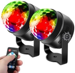 LED ミラーボール ディスコライト ステージライト 家庭用 回転 RGB 7色変化 音声起動 リモコン付き クラブ