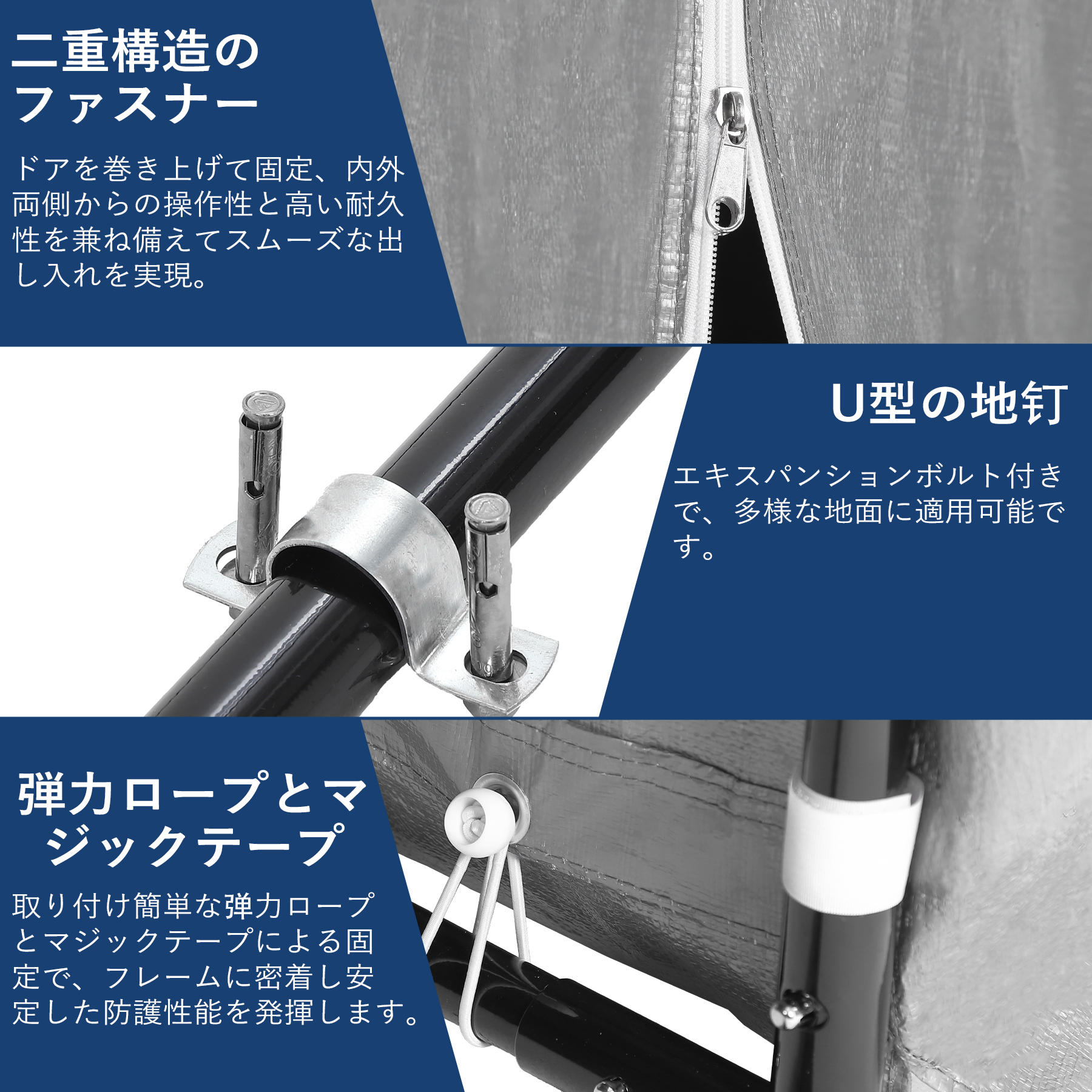 サイクルハウス サイクルポート 2台用 3台用 5台用 ガレージ 物置 ガレージテント バイクガレージ バイク 自転車置き場 屋外 テント 自転車収納 ガレージ 車庫 組み立て式 工具不要 簡易 防水 雨 日よけ UVカット - 画像 (4)