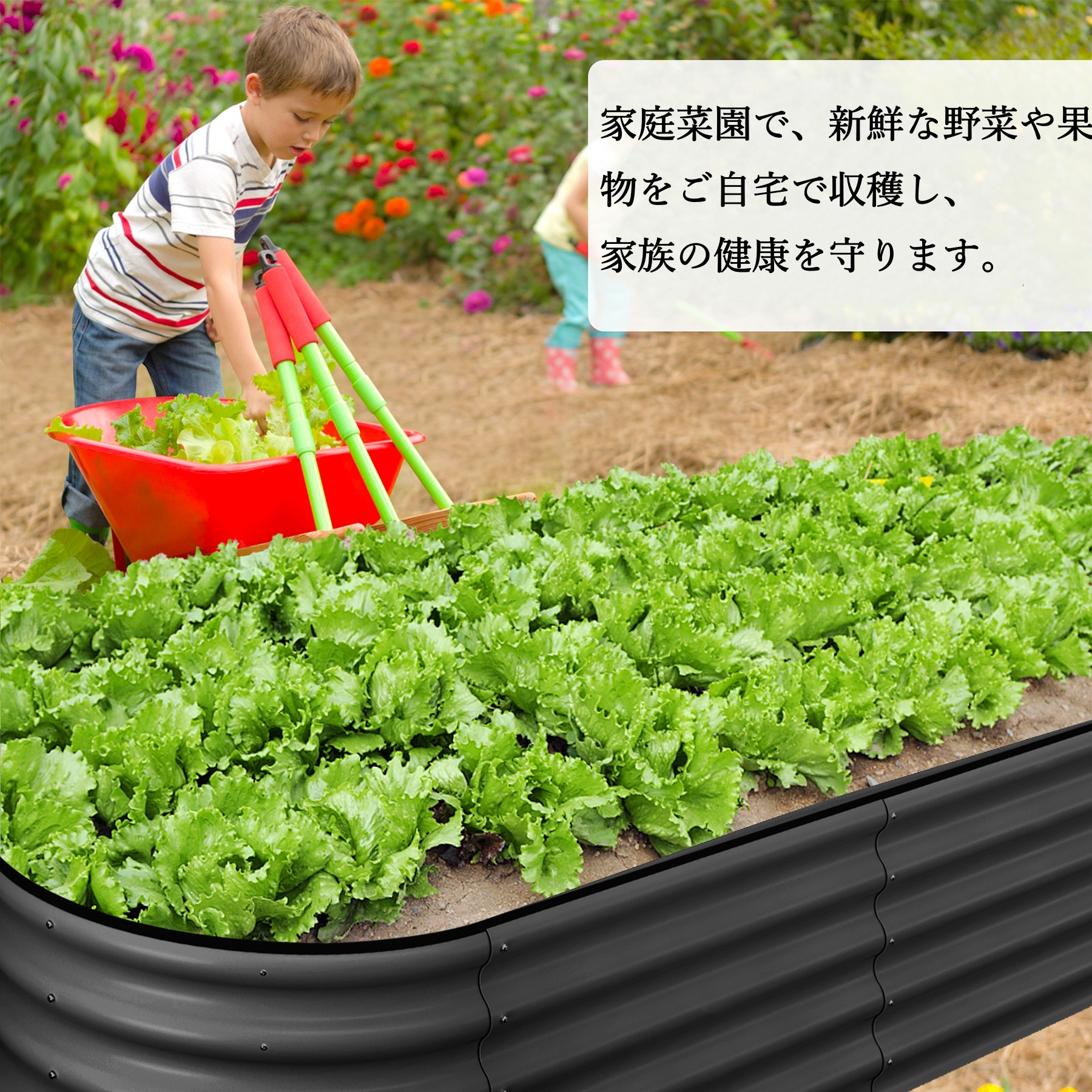 ガーデンベッド レイズドベッド プランター 野菜 家庭菜園 亜鉛メッキ 金属製 水はけ構造 大型 深型 屋外 プランターボックス ガーデンボックス ガーデニング 組立簡単 腐敗にくい 耐久性 工具不要 花壇 - 画像 (7)