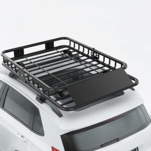 ルーフラック ルーフバスケット ルーフキャリア スチール製 マッドブラック パウダーコート 汎用 分割式(2分割/3分割) 組立式 軽自動車/SUV/軽バン/乗用車対応 カーゴラック