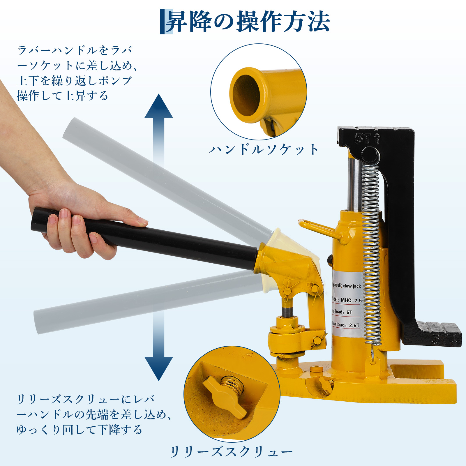 油圧ジャッキ 爪付きジャッキ 爪部 2.5t 5t ヘッド部 5t 10t 2個セット 爪ジャッキ 爪付ジャッキ ジャッキ 油圧ジャッキ - 画像 (15)