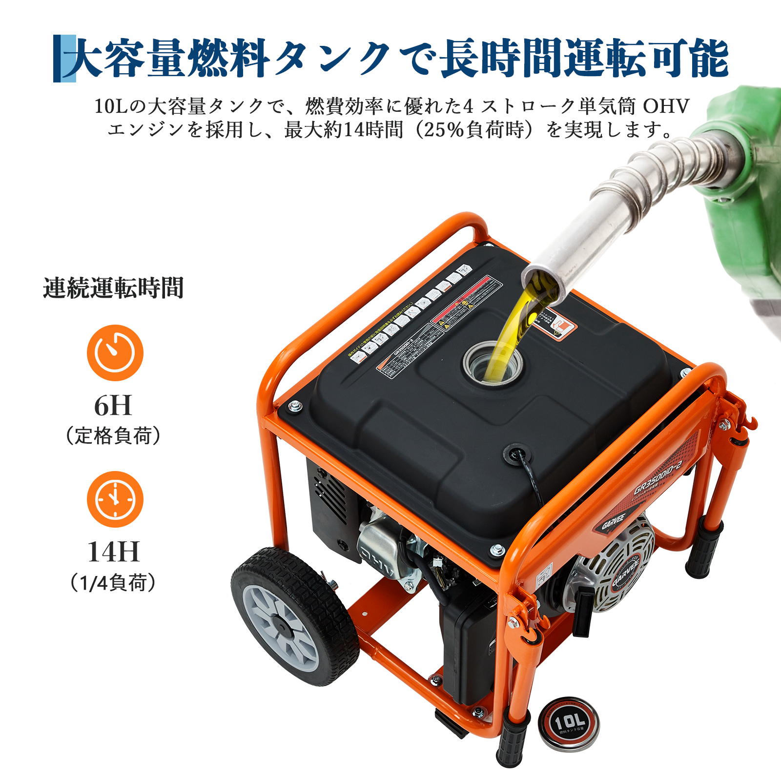 GarveeLife インバーター 発電機 3.2KW オープン スタンダード発電機 GR3500iO-2 - 画像 (6)
