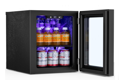 ドリンク用冷蔵庫 コンプレッサー式 18L 温度設定4~16℃ 静音 タッチ式操作パネル搭載 庫内灯付き 省エネ 一人暮らし 透明ガラスドア おしゃれ 家庭用 寝室 寮 ホテル
