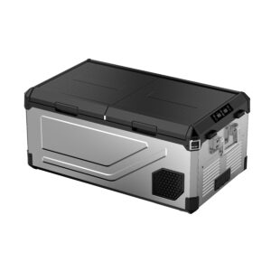 車載冷蔵庫M コンプレッサー式 -20℃~20℃ 急速冷凍 4Way電源対応 バッテリー内蔵可能 2室独立温度制御 大容量 DC12V/24V AC100V 低電圧保護 静音 車載家庭両用 庫内灯付 車中泊 アウトドア