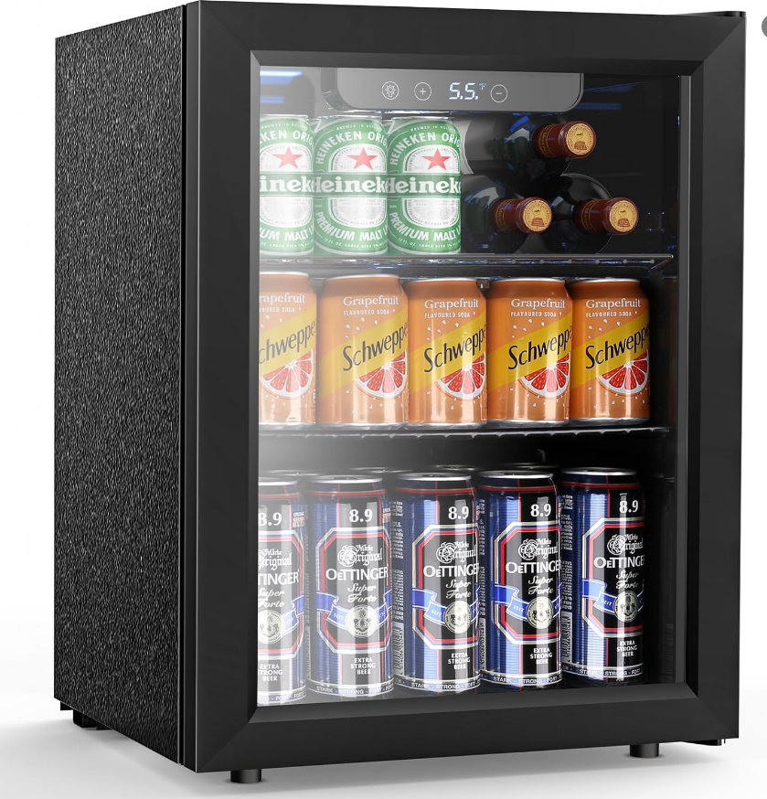 ドリンク用冷蔵庫 コンプレッサー式 90L 温度設定0℃-16℃ 静音 タッチ式操作パネル搭載 庫内灯付き 左右開きドア付き 省エネ 一人暮らし 透明ガラスドア おしゃれ 家庭用 寝室 寮 ホテル