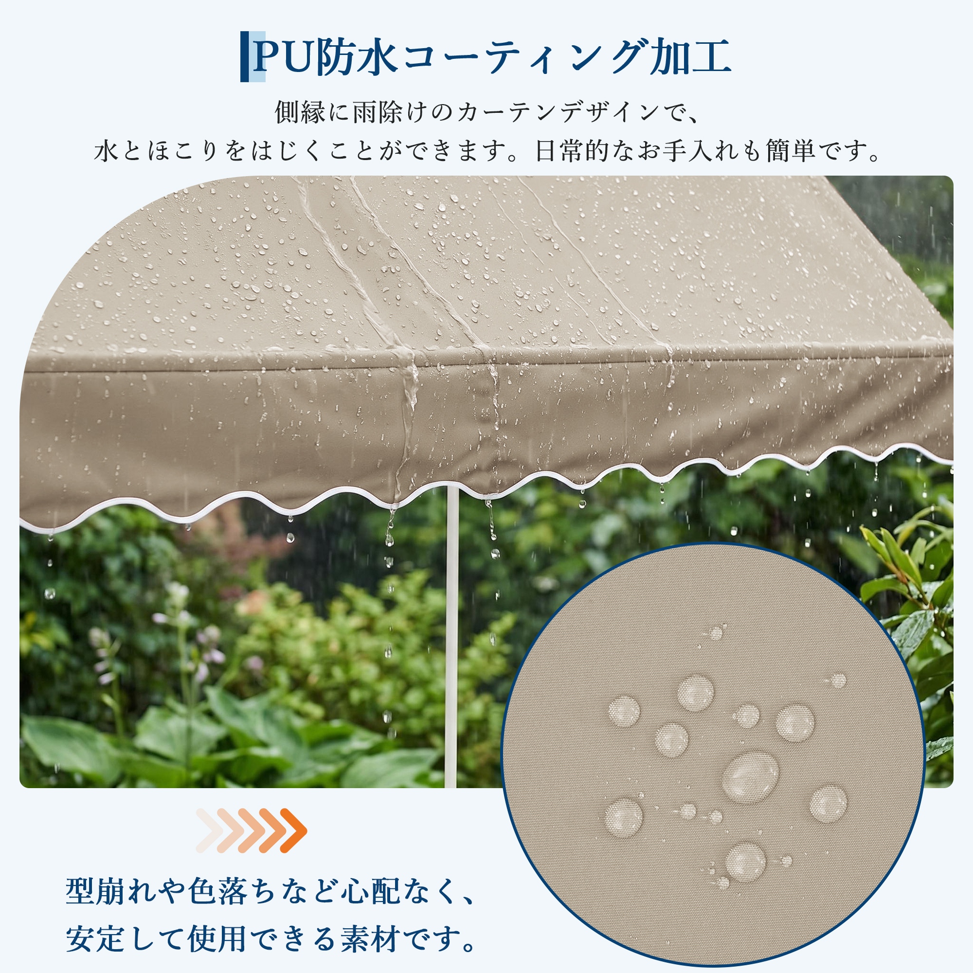 GarveeLife オーニングテント 日よけシェード サンシェード 幅2m 3m 巻き上げ式 日よけ テント UVカット シェード - 画像 (7)