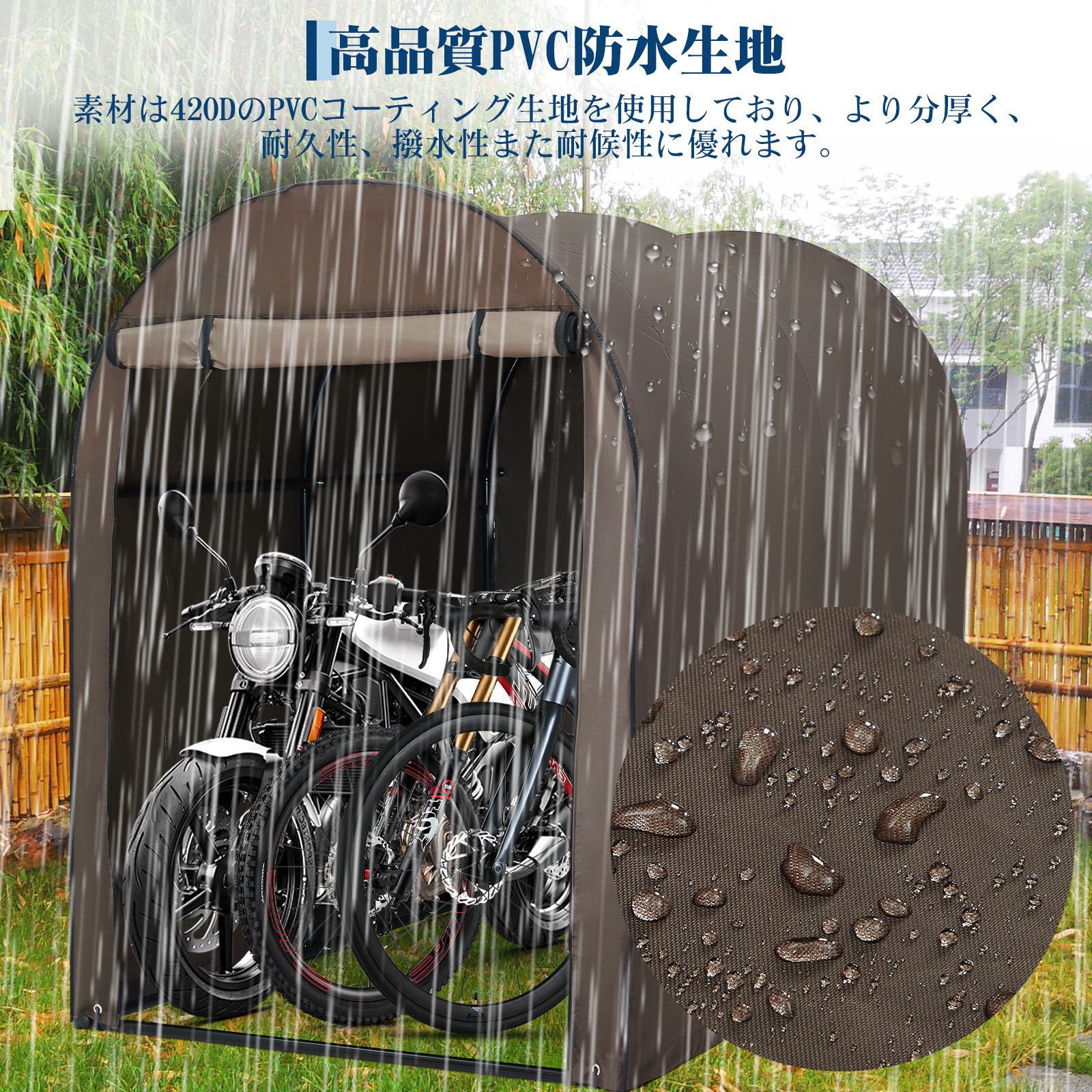 GarveeLife サイクルハウス サイクルポート 1~5台用 ガレージ 物置 屋外 テント 簡易ガレージ バイクガレージ 自転車置き場 - 画像 (7)