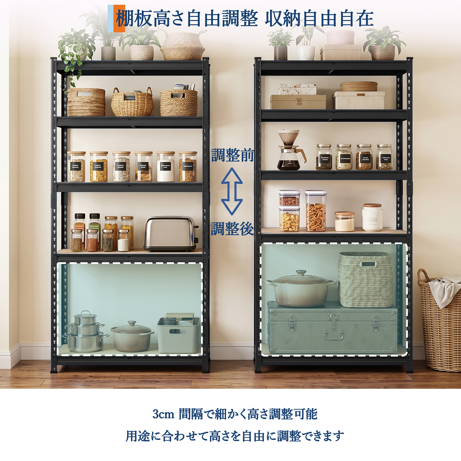 GarveeLife スチールラック メタルラック 5段 総耐荷重1250kg スチール棚 オープンラック 中量ラック 業務用 家庭用 ボルトレス シェルフ - 画像 (11)