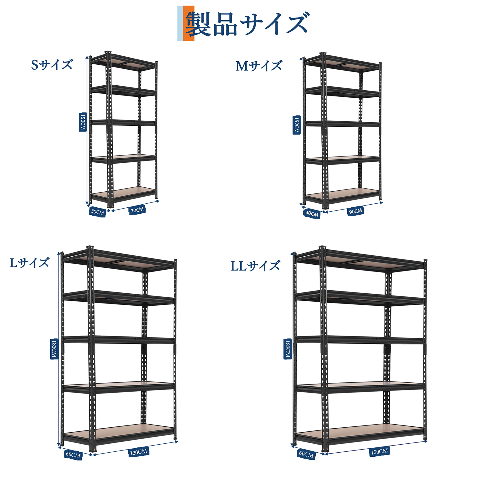 GarveeLife スチールラック メタルラック 5段 総耐荷重1250kg スチール棚 オープンラック 中量ラック 業務用 家庭用 ボルトレス シェルフ - 画像 (8)