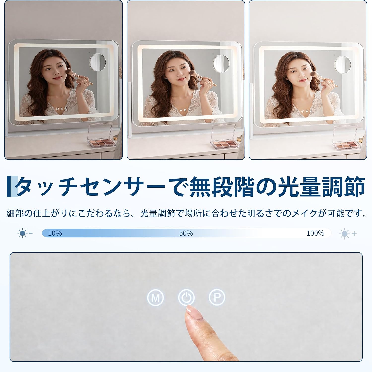 GarveeLife 女優ミラー ライト付き ハリウッドミラー 卓上 360°回転式 おしゃれ 卓上鏡 鏡 化粧鏡 10倍拡大 メイクミラー クリスタルデザイン - 画像 (3)