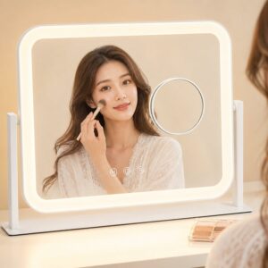 GarveeLife 女優ミラー ライト付き ハリウッドミラー 卓上 360°回転式 おしゃれ 卓上鏡 鏡 化粧鏡 10倍拡大 USBポート 壁掛け/卓上両用