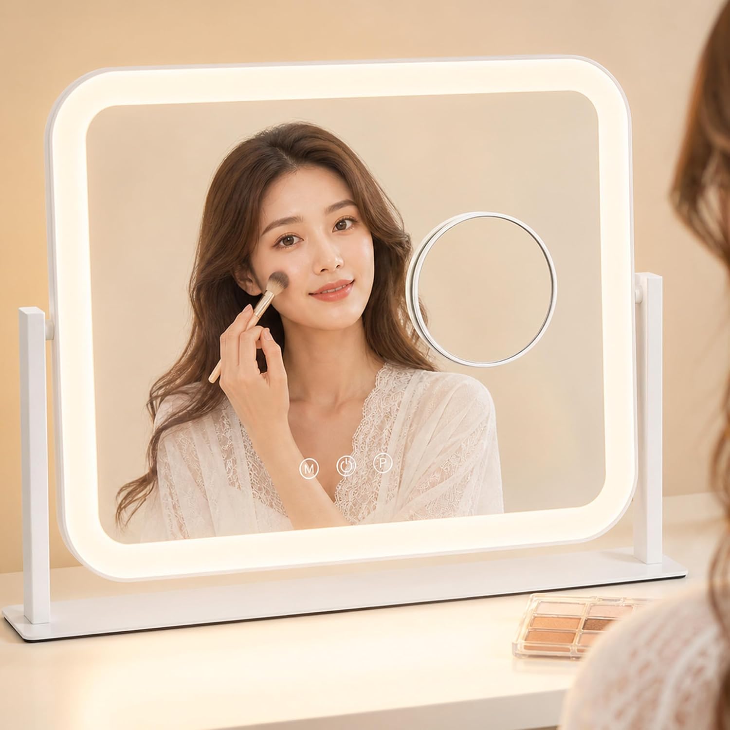 GarveeLife 女優ミラー ライト付き ハリウッドミラー 卓上 360°回転式 おしゃれ 卓上鏡 鏡 化粧鏡 10倍拡大 USBポート 壁掛け/卓上両用