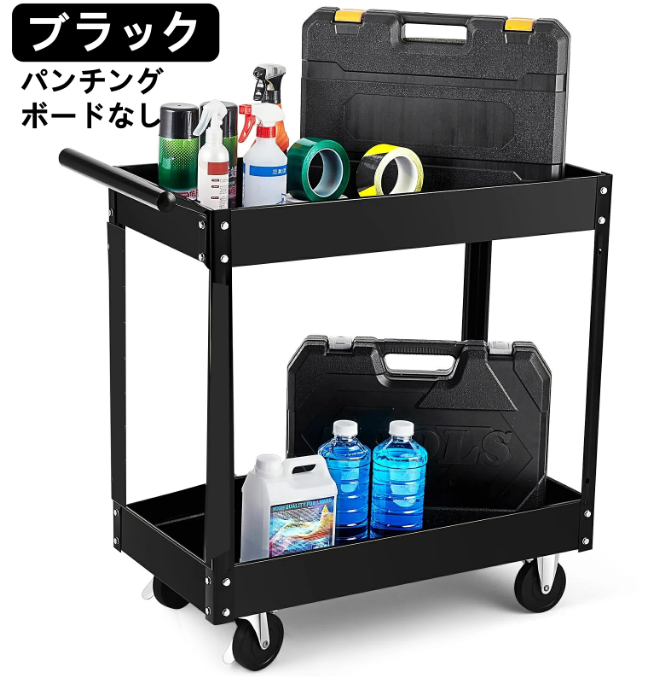 ツールワゴン キャスター付き ツールカート業務用 2段 厚鋼板 耐荷重250kg 360°キャスター 工具カート 工具ワゴン 組立簡単 工場 倉庫 メンテナンス 整備 DIY 工具棚 工具収納